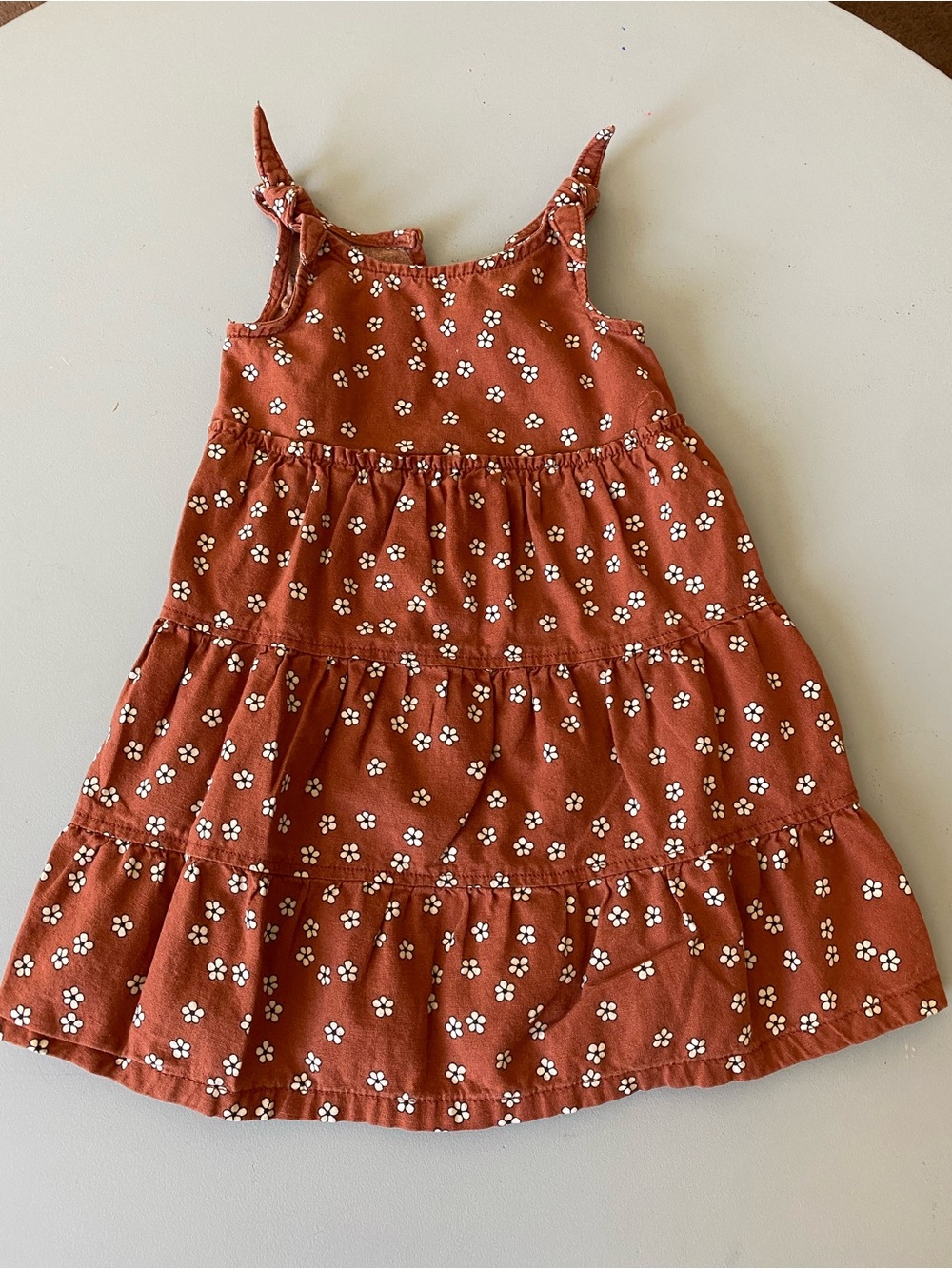 3T Toddler Rust Floral Tiered Sundress Little Co. Toddler Dress